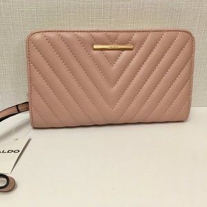 NWT Aldo Wallet Light Pink w/ Gold Zipper & Strap
